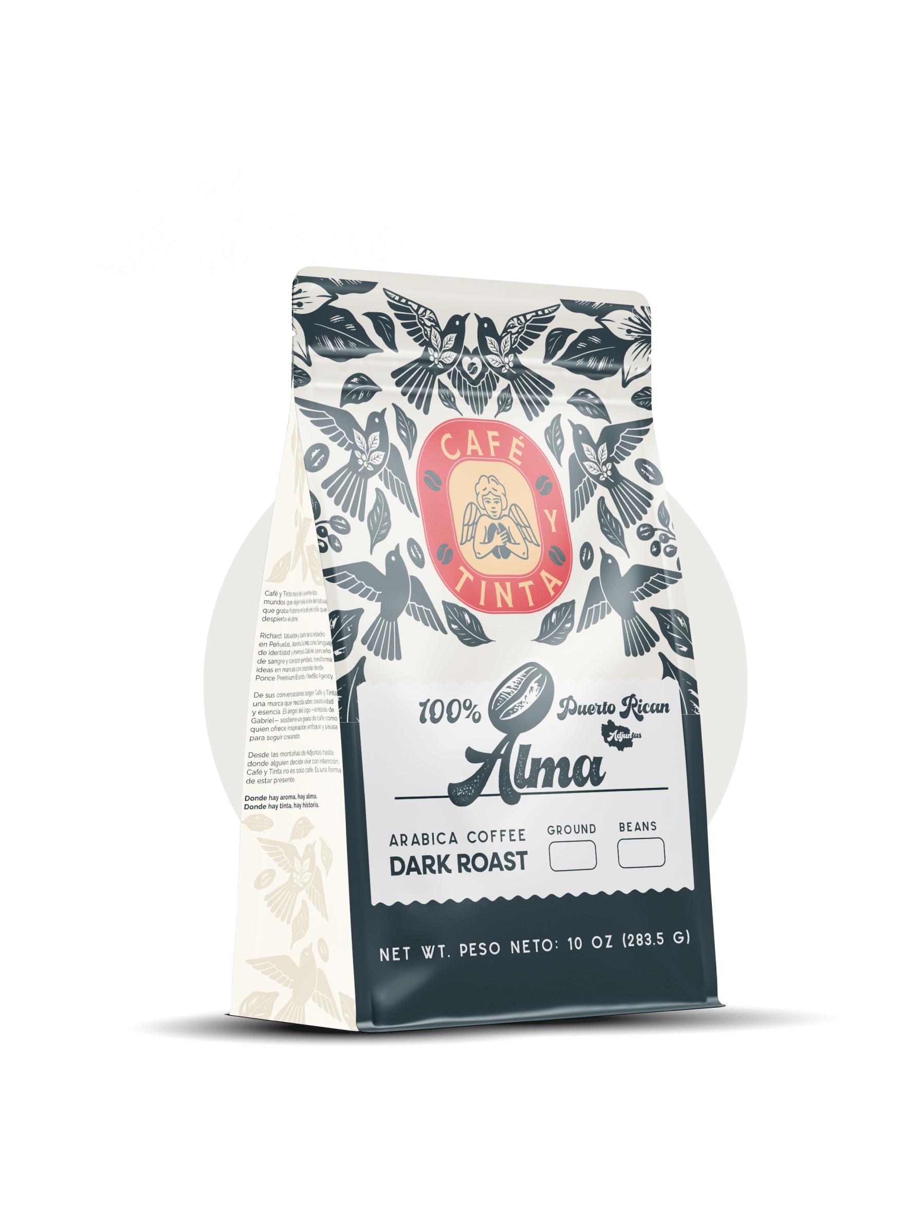 Ilustración artística del Café Alma de Cafeytitna, inspirada en el aroma suave y la esencia cálida del café puertorriqueño.