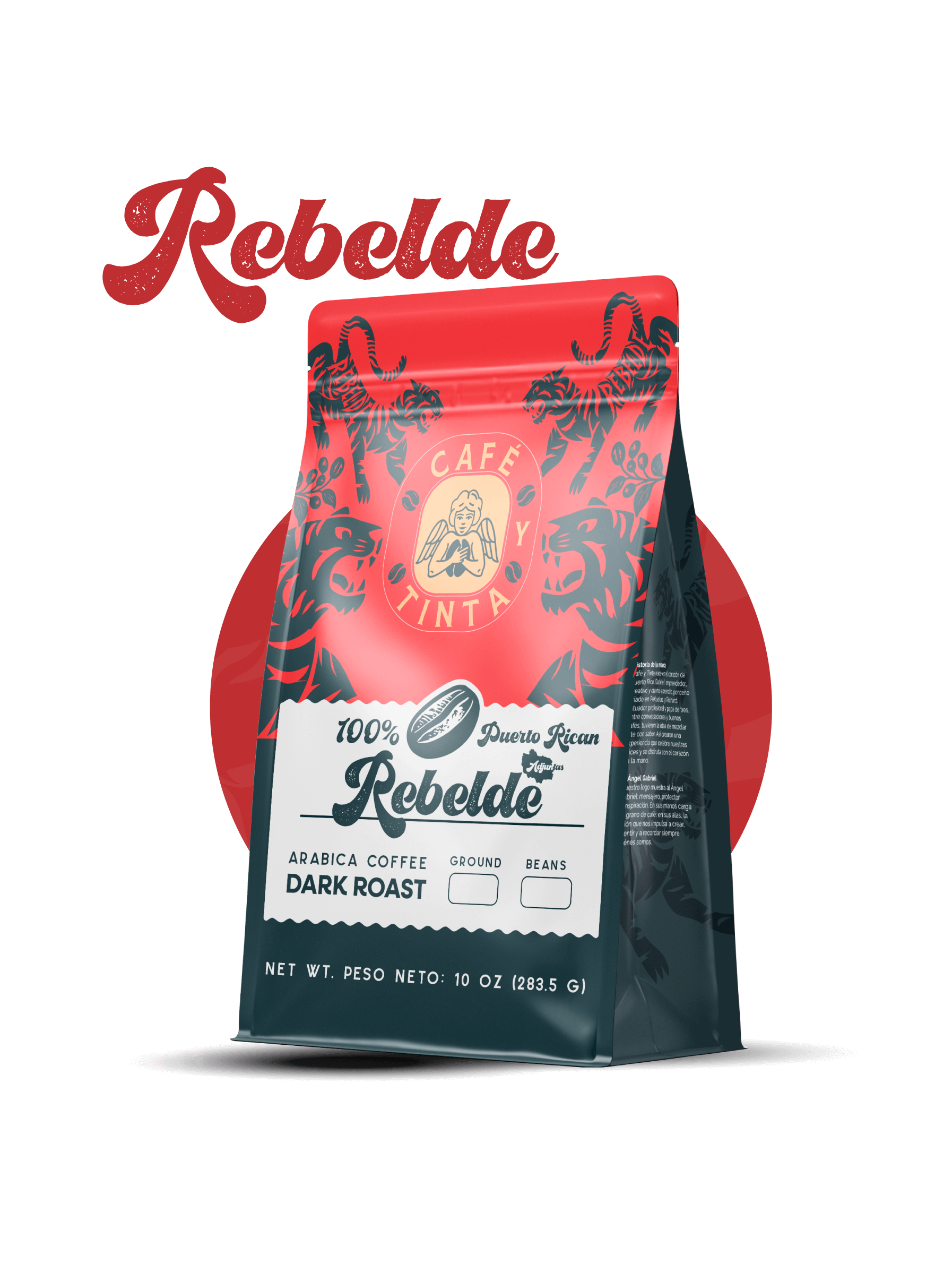 Ilustración del Café Rebelde de Cafeytinta, destacando su carácter fuerte, tueste oscuro y espíritu libre caribeño.